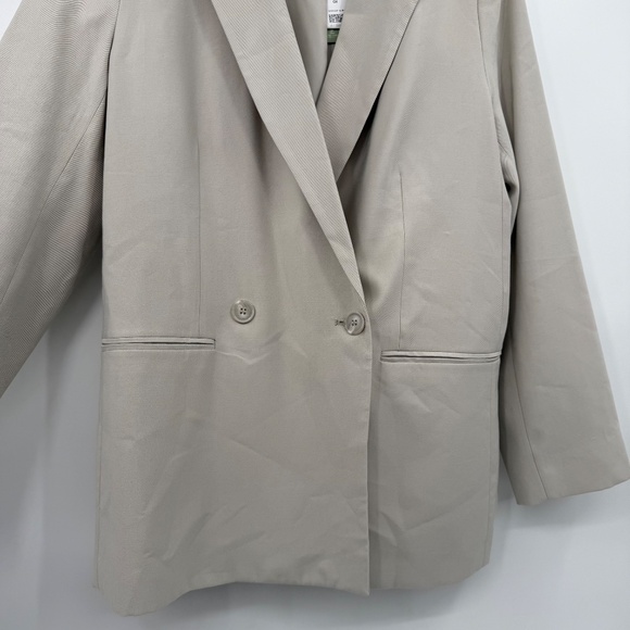 H&M Blazer Women Small NEW Beige Oversized Office Career Jacket Coat Notch - Picture 3 of 14